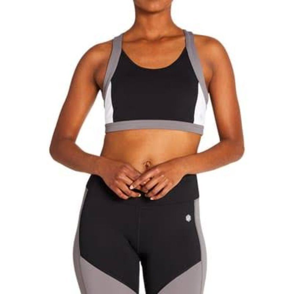 NWT Asics Color Block Sports Bra - Black/Gray/White
